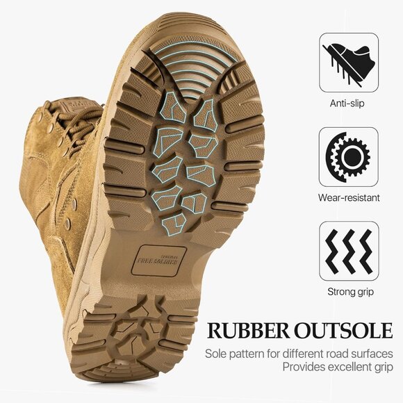 ⚡ Men's Bright Brown Combat Suede Leather Lightweight Military Work Desert Boot - Picture 3 of 8